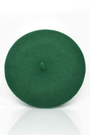  Thick Textured %100 Felt Parisienne Beanie Green Hat