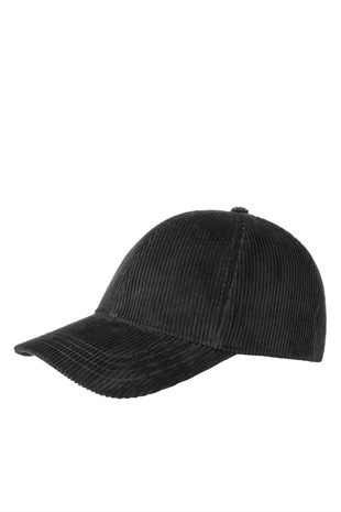 Black Cord Womens Hat Ribbed Baseball Cap