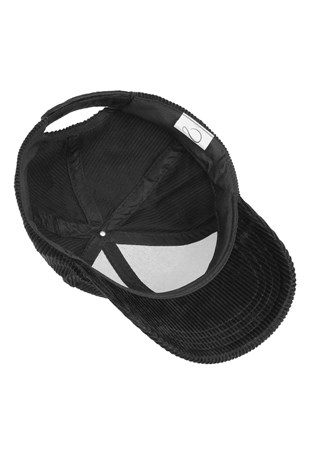 Black Cord Womens Hat Ribbed Baseball Cap