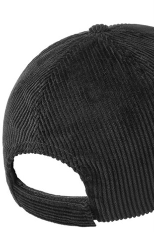 Black Cord Womens Hat Ribbed Baseball Cap