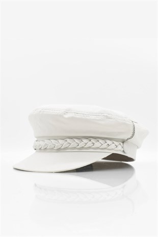 Erkek Driver Kasket Flat Cap Kaptan Şapkası - Ekru