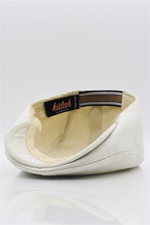 Mens Solid Cotton Light Beige Flat Cap