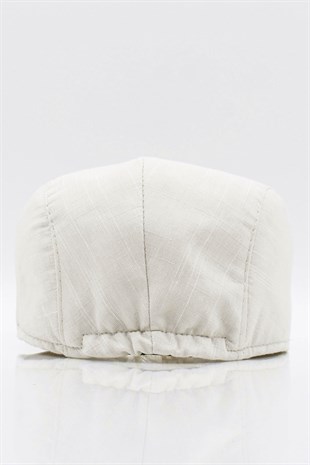 Mens Solid Cotton Light Beige Flat Cap