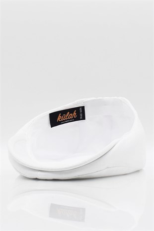 Erkek Düz Pamuklu Beyaz Flat Cap Kasket