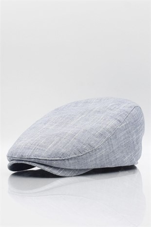 Erkek Düz Pamuklu Gri Flat Cap Kasket