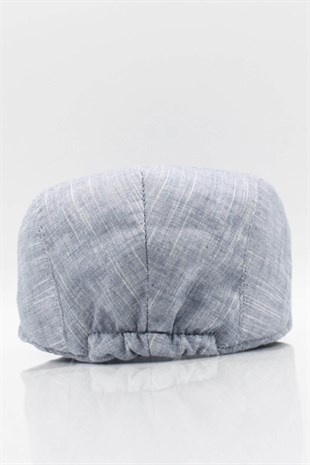Erkek Düz Pamuklu Gri Flat Cap Kasket