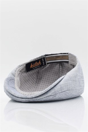 Erkek Düz Pamuklu Gri Flat Cap Kasket