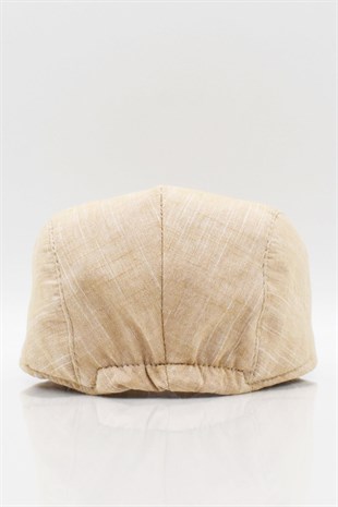 Erkek Düz Pamuklu Hardal Flat Cap Kasket