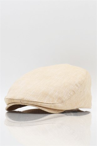 Erkek Düz Pamuklu Hardal Flat Cap Kasket