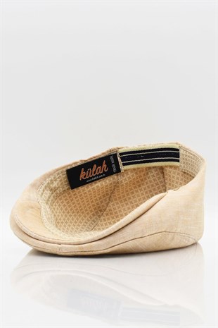 Erkek Düz Pamuklu Hardal Flat Cap Kasket