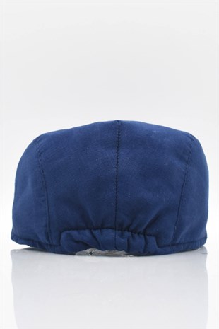 Erkek Düz Pamuklu Lacivert Flat Cap Kasket