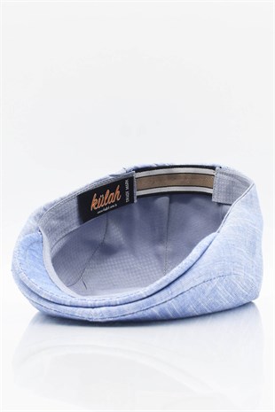 Mens Solid Cotton Blue Flat Cap