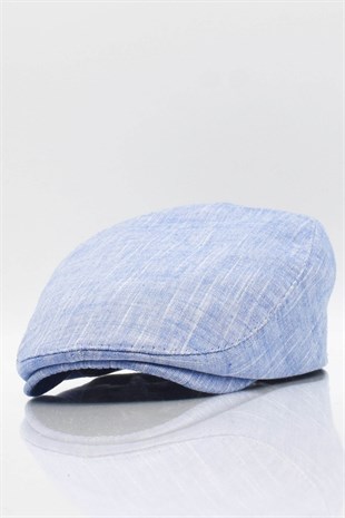 Mens Solid Cotton Blue Flat Cap