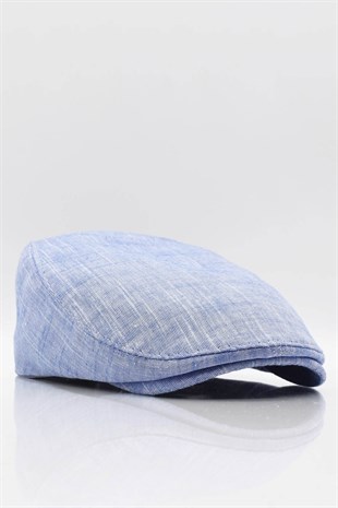 Mens Solid Cotton Blue Flat Cap