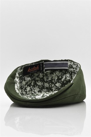 Erkek Düz Pamuklu Yeşil Flat Cap Kasket
