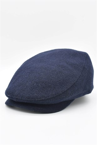 Mens English Winter Flat Cap-Navy