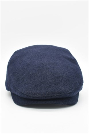 Mens English Winter Flat Cap-Navy