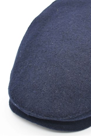 Mens English Winter Flat Cap-Navy