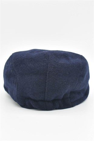 Mens English Winter Flat Cap-Navy