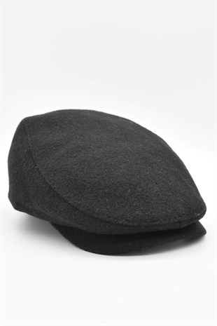 Mens English Winter Flat Cap-Black