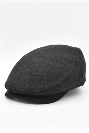 Mens English Winter Flat Cap-Black