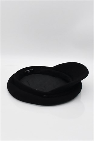 Erkek Kaşe Kaptan Şapka - Siyah