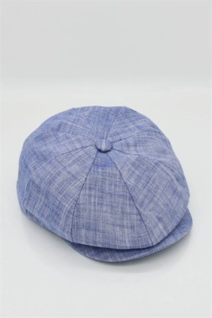 Erkek Pamuklu 8 Parçalı Yazlık Kasket - Mavi