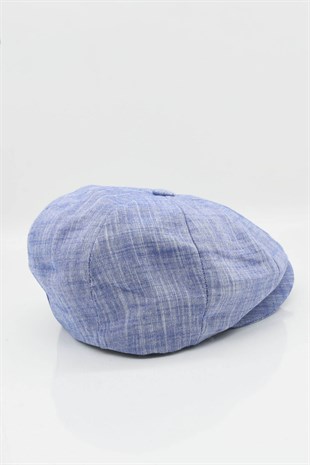 Erkek Pamuklu 8 Parçalı Yazlık Kasket - Mavi