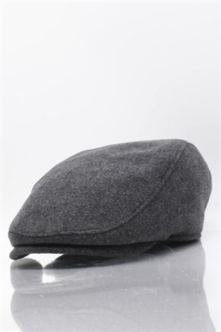 Erkek Şapka Füme Kışlık Trend Flat Cap Yün Kasket