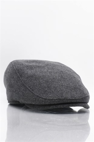 Erkek Şapka Füme Kışlık Trend Flat Cap Yün Kasket