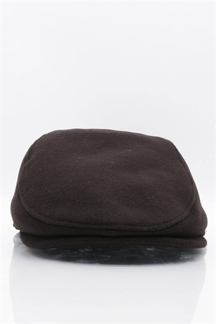 Erkek Şapka Kahve Kışlık Trend Flat Cap Yün Kasket