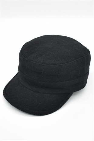 Erkek Yün Castro Şapka-Siyah