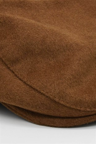 Kamel Yünlü Kışlık Kasket Şapka