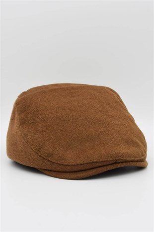 Kamel Yünlü Kışlık Kasket Şapka