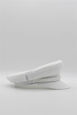 Kadın Kaptan Şapka Yazlık Baker Boy Cap - Beyaz