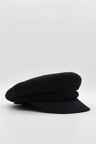 Kadın Kaptan Şapka Yazlık Baker Boy Cap - Siyah