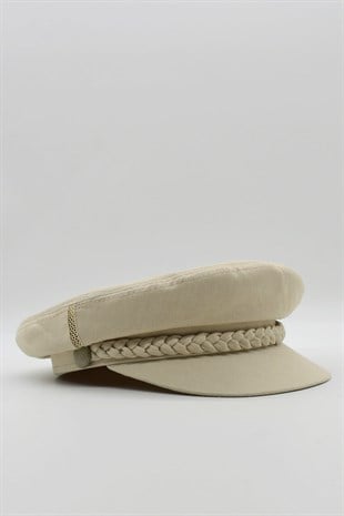 Kadın Kaptan Şapka Yazlık Baker Boy Cap - Bej