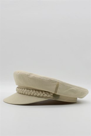 Kadın Kaptan Şapka Yazlık Baker Boy Cap - Bej