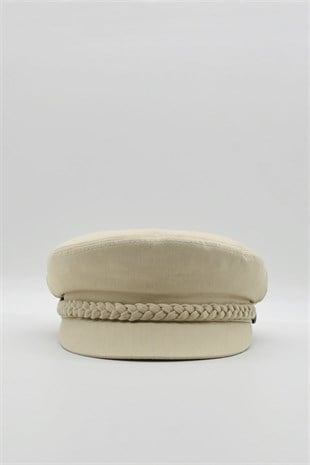 Erkek Driver Kasket Flat Cap Kaptan Şapkası - Bej