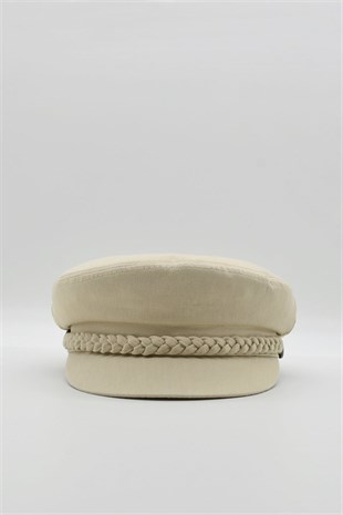 Erkek Driver Kasket Flat Cap Kaptan Şapkası-Bej