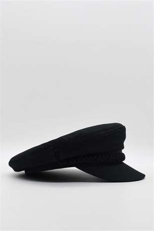 Erkek Şapka Driver Kasket Flat Cap Kaptan Şapkası - Siyah