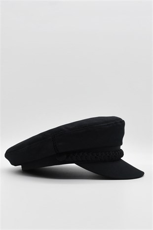 Erkek Şapka Driver Kasket Flat Cap Kaptan Şapkası - Siyah