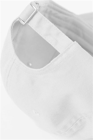 %100 Cotton Womens Hat Buckled Gabardine Cap - White