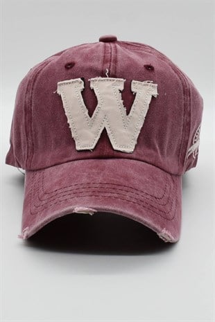 Womens Burgundy Washed Vintage Cap Hat