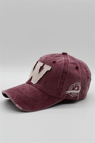 Womens Burgundy Washed Vintage Cap Hat
