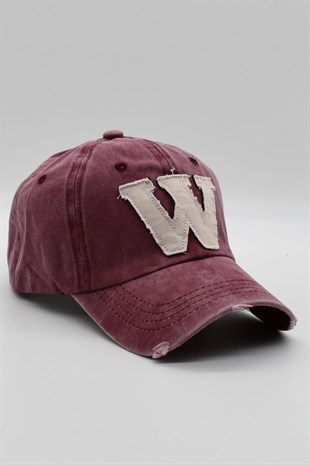 Womens Burgundy Washed Vintage Cap Hat