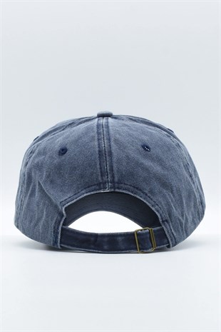 Mens Washed Hat Outdoor Cap Flat Cap-Navy