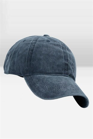 Mens Washed Hat Outdoor Cap Flat Cap-Navy