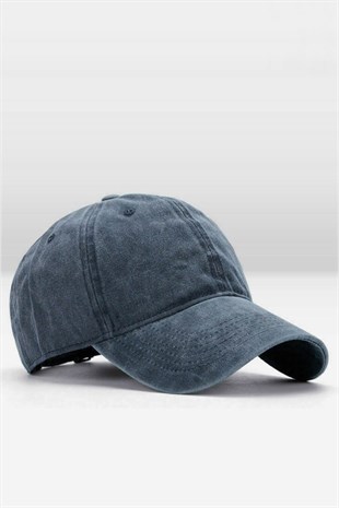 Mens Washed Hat Outdoor Cap Flat Cap-Navy