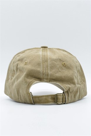Washed Fabric Cotton Beige Womens Hat Cap